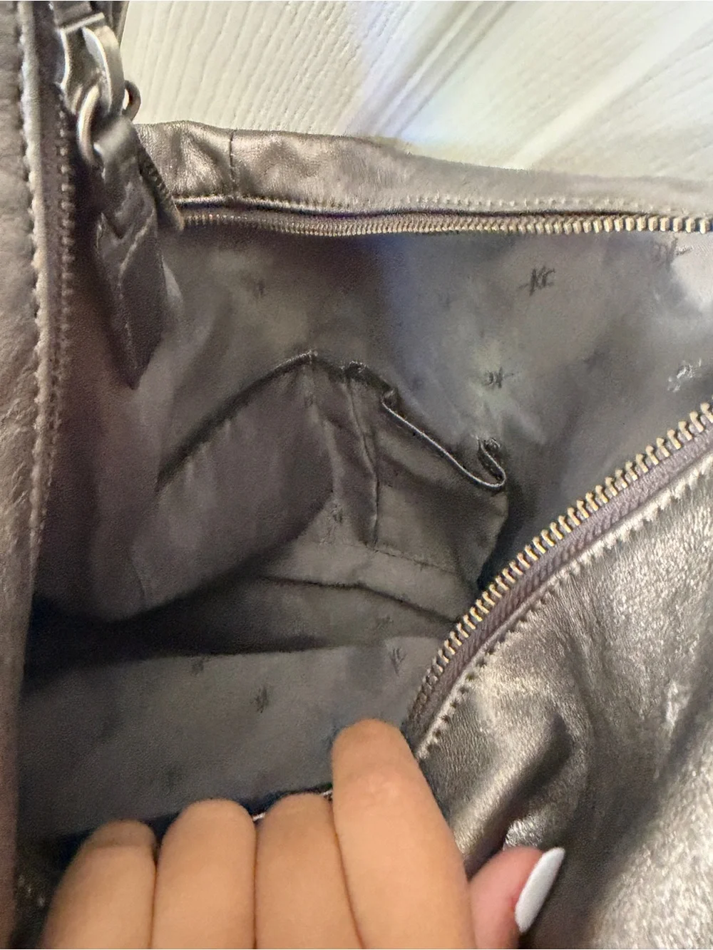 Kenneth Cole New York Metallic Gunmetal Hobo Bag